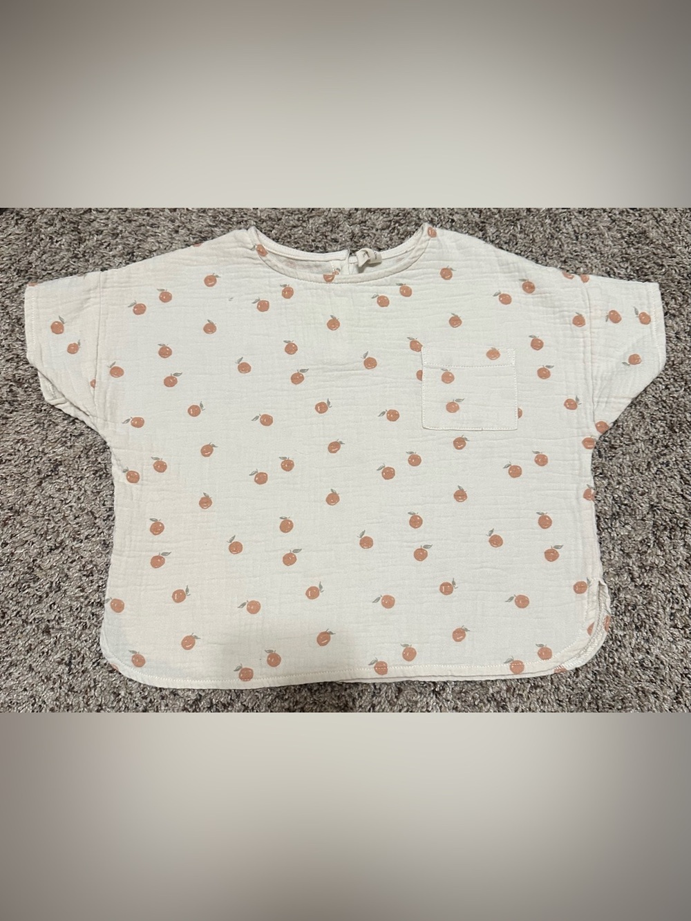 Quincy Mae Cream Top with Peach Print